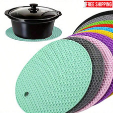 4Pcs Round Silicone Trivet Mats Heat Resistant Non-Slip Hot Pot Pads for Kitchen