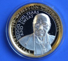 2015 Winston Churchill Gold & Silver Plated Proof Two Pound £2 Coin      [33668]