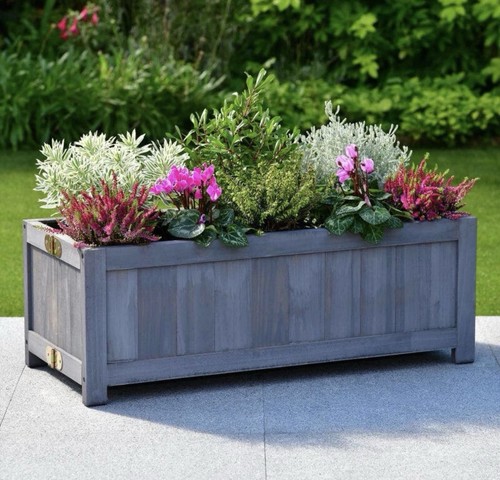 Grey oblong folding planter - grey,