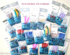 5 MIXED MACKEREL FEATHER RIGS SIZE 1/0 & 2/0 SEA FISHING COD MACKEREL FEATHERS
