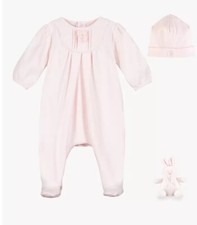 Emile Et Rose Shantel  Pink Cotton Bow Design Sleep-Suit , Hat & Bunny~ 1 Month