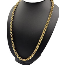 9ct Gold On Silver CZ Belcher Gypsy Belcher Chain Gift Men Gents Women Heavy