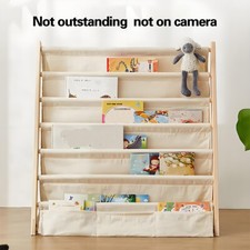 Kids Childrens Book Shelf Wooden Sling Storage Rack Organizer Bookcase Bookshelf