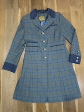 Dubarry Ireland Women Green/Blue Pure New Wool Blackthorn Tweed Coat Sz 10 UK 14