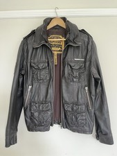Superdry Brad Leather Biker Jacket – Original David Beckham – Vintage – Size L