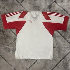 VTG 80s Adidas White/Red Yugoslavia Made Football Template Jersey Shirt - LARGE