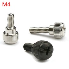 M4 Knurled Thumb Screws Nickel/Black Zinc With Step Round Hand Grip Knob Bolts