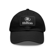 Stylish HILTON HOTEL Logo Dad Hat Unisex With Leather Patch 