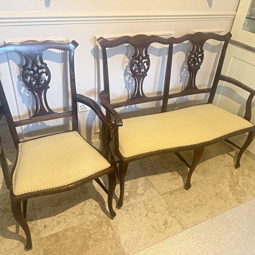 Wood art deco settee - wood,