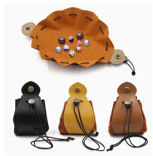 Leather drawstring dice bag - drawstring,