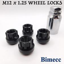Locking Wheel Nuts M12x1.25 Open Bimecc (Black) For Subaru Impreza WRX / STi