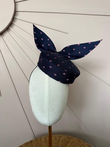 Navy silk pillbox - navy, hat