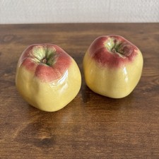 Bordallo Pinheiro Golden Apple X 2  Ornament Vintage Ceramic Fruit Portugal