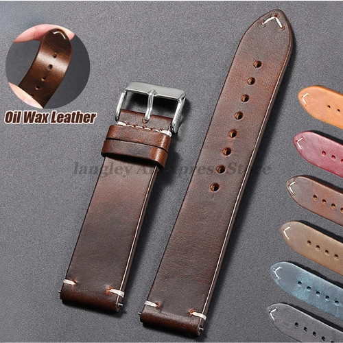 Leather watch strap 18mm 20mm - leather,