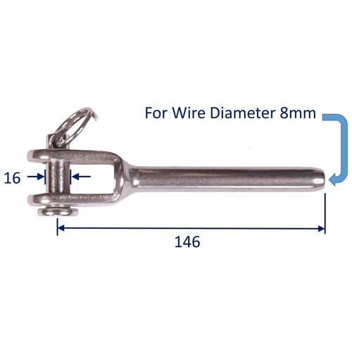 Swage terminal fork end - fork, with