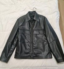 Zara Leather Effect Overshirt Men's Sz S Blck Faux Leather Jacket