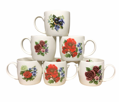 Assorted flower mug set - 6,