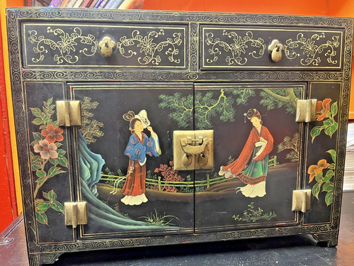 Vintage hand painted black - painted,