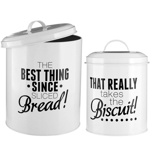 Set round metal bread bin - 2,