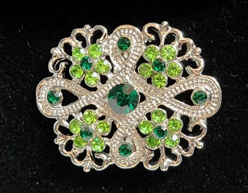 Stock pin green - pin, silvertone