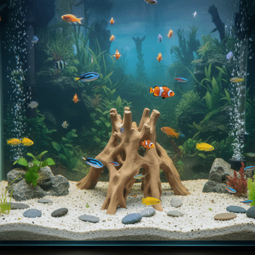 Tree trunk fish shrimp hiding - fish,