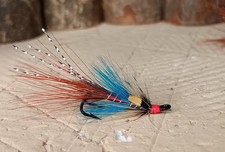  3 X Blue Hackle Shrimp Salmon Flies Black Osprey Doubles size 10