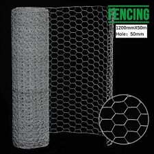 50M×1.2M Galvanized Chicken Woven Wire Mesh Rabbit Netting Garden Barrier Fence