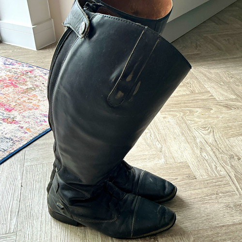 Black leather tall riding - black,