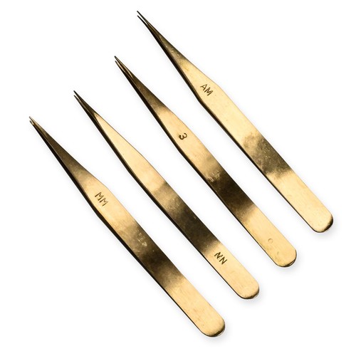 Brass tweezers set - brass, for