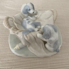 Lladro Style Puppies In Basket