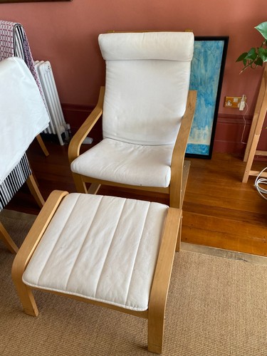 Ikea poang chair and footstool - chair,