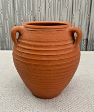 5" Hand Thrown 3 Handled Urn, Roman Pottery Style Terracotta  Vase