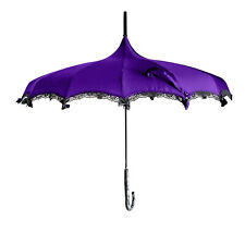 Soake Umbrella Purple Lace Bows Pagoda Large Walk Stick Boutique Classic Brolley