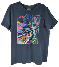 Star Wars R2-D2 Darth C3PO Skywalker Chewbacca Mens Unisex Black T-Shirt Large