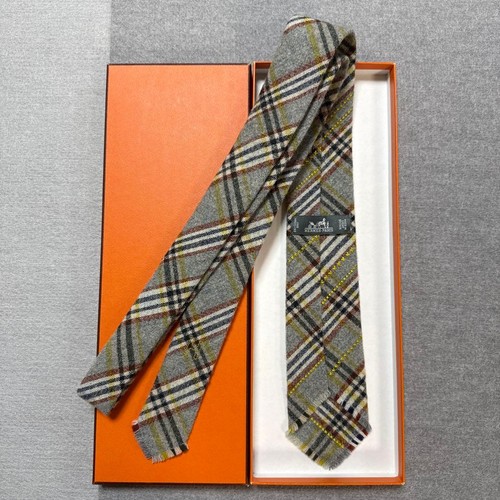 Hermes tie wool check box - hermes,