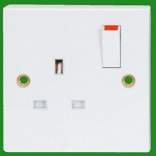 6x 1 Gang, White Switched 13A Single Mains UK 3 pin Wall Power Socket Outlet