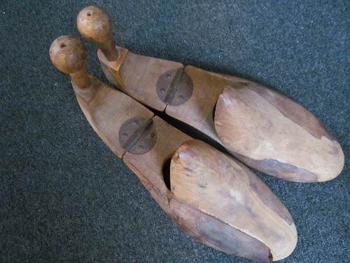 Pair vintage wooden shoe - wooden,