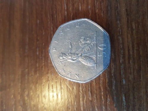 Old large 50p coins - old,