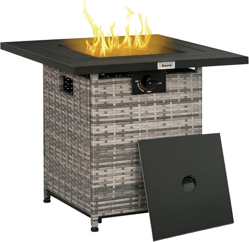 Outdoor rattan gas fire pit - outdoor,