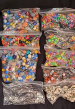 Assorted Childrens Craft Jewelry Making Beads Almost 2 lbs Mostly Plastic