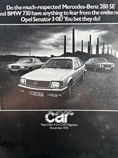 Vauxhall Senator 3.0 E Car Magazine Road Test Reprint 1978 Car Brochure
