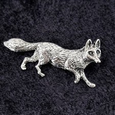 Fox Brooch Silver Tone Vintage