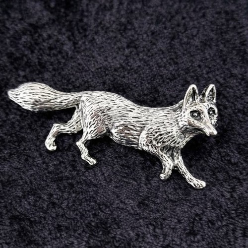 Fox brooch silver - silver, tone