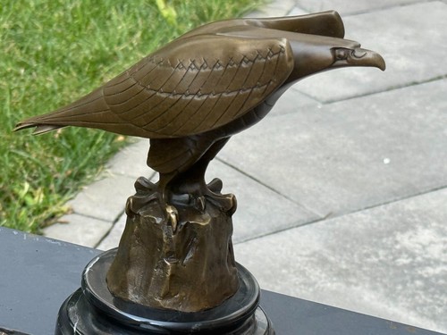 Bronze falcon statue eagle - statue,