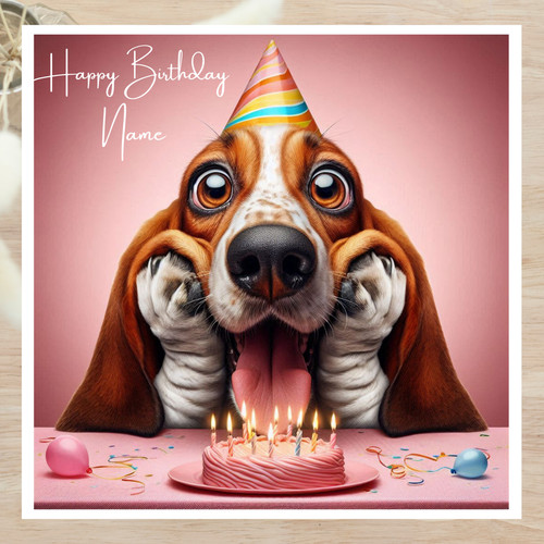 Personalised card funny basset - funny,