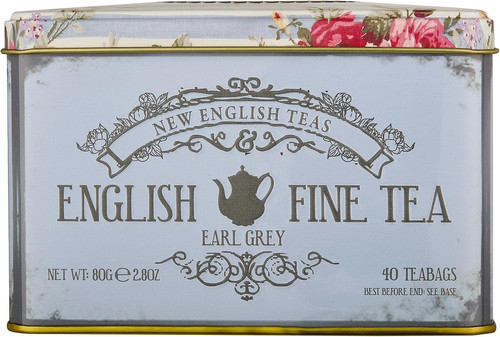 Vintage floral tea tin with - floral,