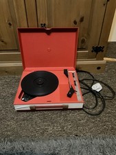 Vintage RED Fidelity HF42 Portable Record Player Suitcase Turntable
