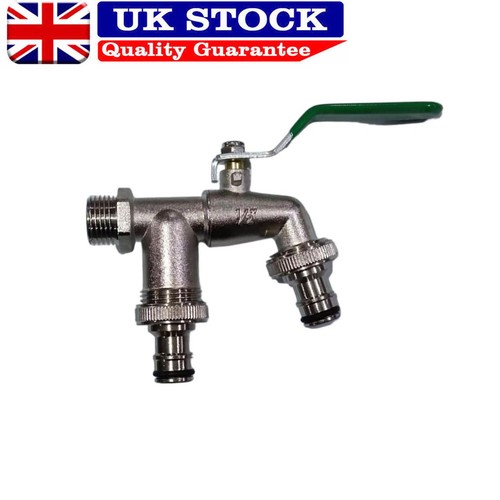 Double garden tap with 2 - double, 1/2