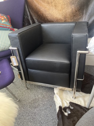 Lc2 black chrome lounge - black,