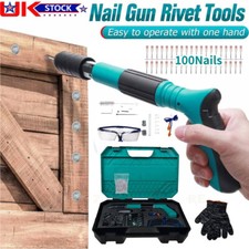 Manual Steel Nail Air Nailer 4 Gears Power Gun Woodworking Integrated + 100 Nail